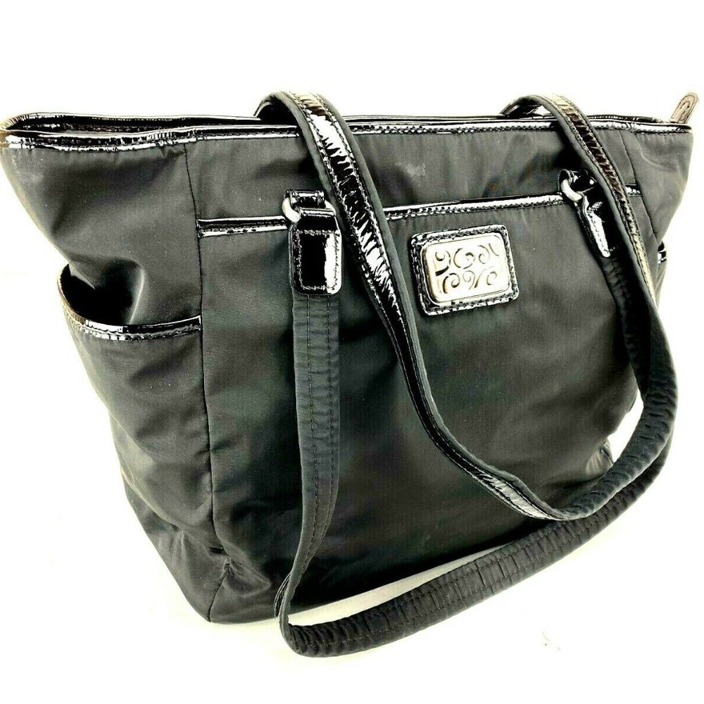BRIGHTON Tote Bag Black Nylon Twister Squared